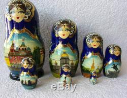 Russian Hand Painted NESTING DOLLS Matryoshka Babushka 7 Dolls SIGNED