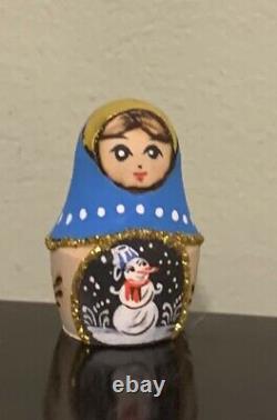 Russian Hand Painted Nesting Doll 5 pieces. 7.5 Original, Sign by Artist