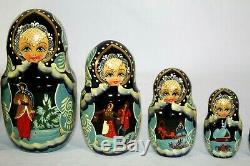 Russian Hand Painted Nesting Dolls Matryoshka Babushka 10 Set of-10 Signed 2001