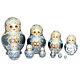 Russian Hand Painted Silver Nesting Dolls Set Of 10, Artist Signed, 5.5