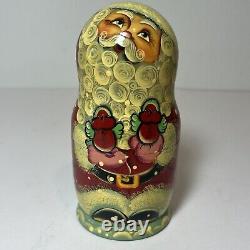 Russian Handmade Matryoshka Christmas Hand Painted Nesting Dolls Signed 6