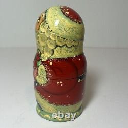 Russian Handmade Matryoshka Christmas Hand Painted Nesting Dolls Signed 6