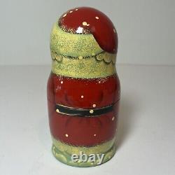 Russian Handmade Matryoshka Christmas Hand Painted Nesting Dolls Signed 6