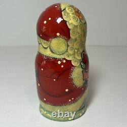 Russian Handmade Matryoshka Christmas Hand Painted Nesting Dolls Signed 6