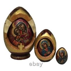 Russian Icon Hand carved Hand painted Nesting Dolls Christmas set