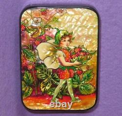 Russian LACQUER Box Strawberry FLOWER Fairy SILANTYEVA HAND PAINTED UNIQUE GIFT
