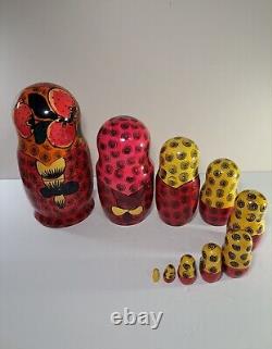 Russian Large Nesting Dolls 10pc Set Hand Painted