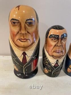 Russian Leaders Nesting Dolls Gorbachev 9 Pieces Made In USSR 12 Tall Assembled