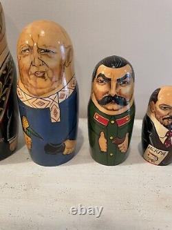 Russian Leaders Nesting Dolls Gorbachev 9 Pieces Made In USSR 12 Tall Assembled