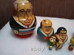 Russian Leadership wooden Nesting Dolls set of 10