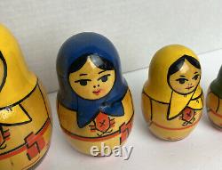 Russian Matpewka Matryoshka Wooden Nesting Dolls Hand Painted 12 Pcs Moscow USSR