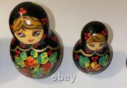 Russian Matryoshka 5 Pc Hand Painted Nesting Dolls Signed By Ceprueb Nocag