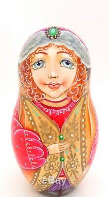 Russian Matryoshka 5 nesting dolls Fairy Tale Frog Princess signed Pokrovskaya