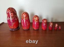 Russian Matryoshka 7 piece Fairy Tales Nesting Doll Handmade Signed 1996 8