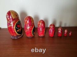 Russian Matryoshka 7 piece Fairy Tales Nesting Doll Handmade Signed 1996 8