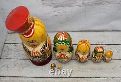 Russian Matryoshka 9.5 Nesting Doll 7pc Signed Sergiev 1994 Family