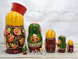 Russian Matryoshka 9.5 Nesting Doll 7pc Signed Sergiev 1994 Family