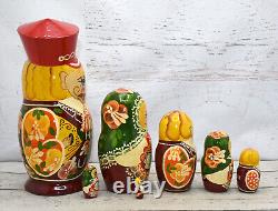 Russian Matryoshka 9.5 Nesting Doll 7pc Signed Sergiev 1994 Family