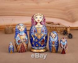 Russian Matryoshka Hand-made unique gift Russian nesting doll Swarovski crystals