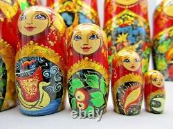 Russian Matryoshka Nesting Doll 10 10 Pc, Elaborate Carved Fairytale Set 452