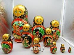 Russian Matryoshka Nesting Doll 10 10 Pc, Fairytales Hand Made Set 1996