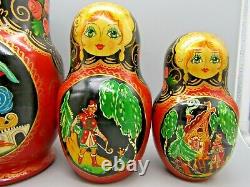 Russian Matryoshka Nesting Doll 10 10 Pc, Fairytales Hand Made Set 1996
