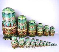 Russian Matryoshka Nesting Doll 13.75 20 Pc, Pushkin Fairytale Hand Made Set