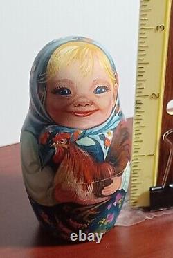 Russian Matryoshka Nesting Doll 5pc 7 Paint By Artist A Lukash