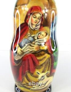Russian Matryoshka Nesting Doll 6.5 5 Pc, Jesus Nativity Hand Made 1073