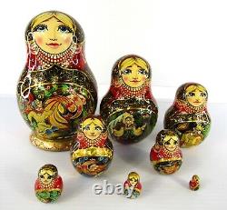 Russian Matryoshka Nesting Doll 6.6 8 Pc, Tsar Saltan Fire Fairytale Set 457