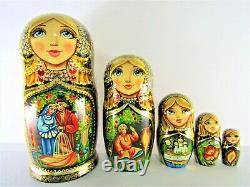 Russian Matryoshka Nesting Doll 7 5 Pc, Firebird Fairytale Hand Made Set 364