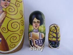 Russian Matryoshka Nesting Doll 7 5 Pc, Gustav Klimt Artist Hand Made 1043