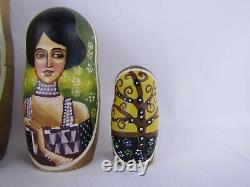 Russian Matryoshka Nesting Doll 7 5 Pc, Gustav Klimt Artist Hand Made 1043