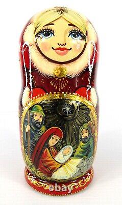 Russian Matryoshka Nesting Doll 7 5 Pc, Jesus Nativity Hand Made 1064