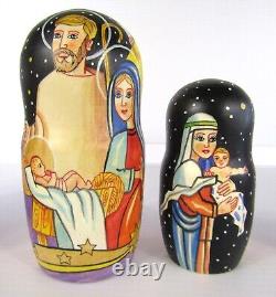 Russian Matryoshka Nesting Doll 7 5 Pc, Jesus Nativity Hand Made 1068