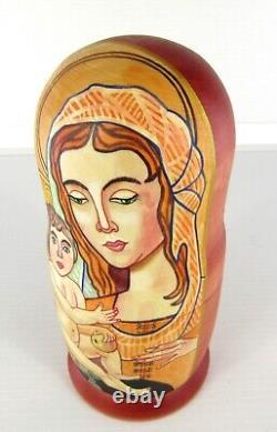 Russian Matryoshka Nesting Doll 7 5 Pc, Jesus Nativity Hand Made 1072