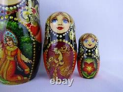 Russian Matryoshka Nesting Doll 7 5 Pc. Scarlet Flower Fairytale Hand Made 1032