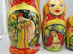 Russian Matryoshka Nesting Doll 7 5 Pc, Scarlet Flower Fairytale Hand Made 356
