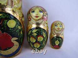 Russian Matryoshka Nesting Doll 7 5 Pc, Swan Princess Fairytale Hand Made 1028