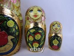 Russian Matryoshka Nesting Doll 7 5 Pc, Swan Princess Fairytale Hand Made 1031