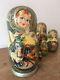 Russian Matryoshka Nesting Doll 7 Piece Fairy Tale Signed Gold Details