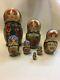 Russian Matryoshka Nesting Doll 7 Piece Fairy Tale Signed Gold Details