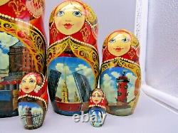 Russian Matryoshka Nesting Doll 8.2 7 Pc, Moscow Monuments Hand Made 447