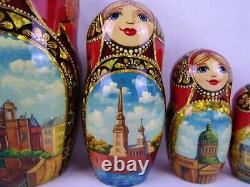 Russian Matryoshka Nesting Doll 8.5 7 Pc, Moscow Monuments Set 973