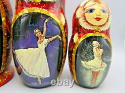 Russian Matryoshka Nesting Doll 8.5 7 Pc, Winter Ballet Ballerina Set 456