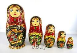 Russian Matryoshka Nesting Doll 8 5 Pc, Carved Ivan Tsarevich Fairytale 371