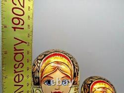 Russian Matryoshka Nesting Doll 8 5 Pc, Golden Fish Fairytale Hand Made 455