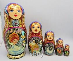 Russian Matryoshka Nesting Doll 8 5 Pc, Swan Princess Fairytale Hand Made 454