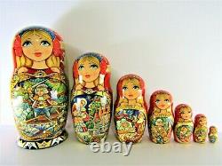 Russian Matryoshka Nesting Doll 8.6 7 Pc, Nutcracker Fairy tale Hand Made 369