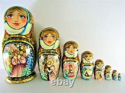Russian Matryoshka Nesting Doll 9.5 8 Pc, Snow Maiden Fairy tale Hand Made 368